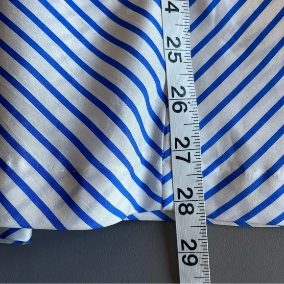 Jessicas ltd Vintage Skirt Circle 100% Silk Stripes White Blue sz 8 - Picture 5 of 5